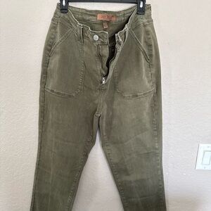 Judy Blue Olive Green High-Rise Utility Jeans
